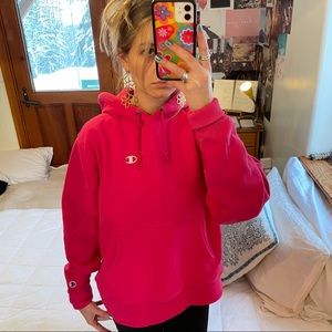 Champion hot pink reverse weave hoodie size L